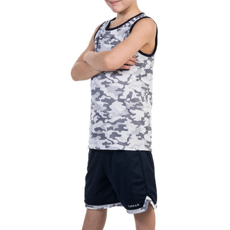 Boys'/Girls' Intermediate Reversible Basketball Tank Top - Camo/White/Navy