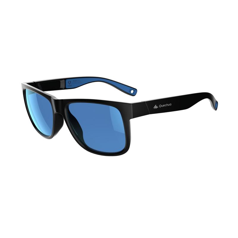 Lunettes de soleil de randonnée adulte MH140 noires et bleues catégorie 3 Lunettes de soleil de randonnée adulte MH140 noires et bleues catégorie 3