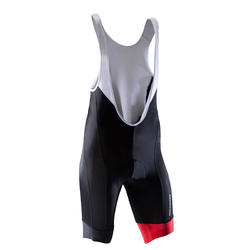 CULOTTE CICLISMO MTB CORTO HOMBRE CON TIRANTES ROCKRIDER XC 100 NEGRO ROJO