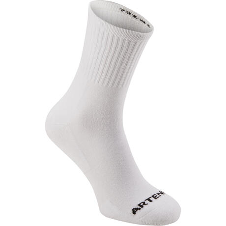 CHAUSSETTES DE TENNIS HAUTES RS 100 BLANCHE LOT DE 3 | artengo
