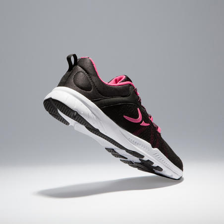 Кроссовки для фитнеса и кардиотренировок женские черно-розовые 100 W