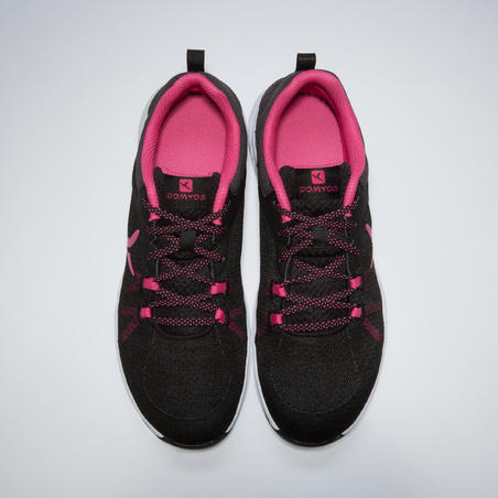 Кроссовки для фитнеса и кардиотренировок женские черно-розовые 100 W