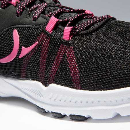 Кроссовки для фитнеса и кардиотренировок женские черно-розовые 100 W