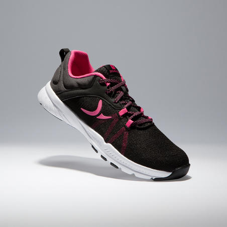 Кроссовки для фитнеса и кардиотренировок женские черно-розовые 100 W