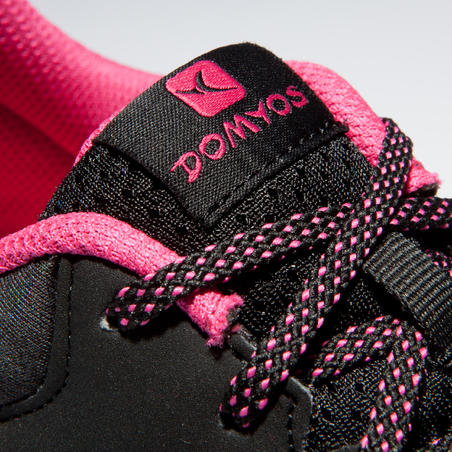 Кроссовки для фитнеса и кардиотренировок женские черно-розовые 100 W