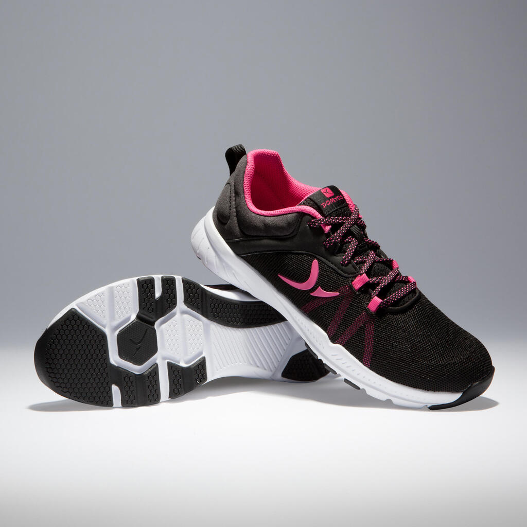 Sportschuhe Fitness Cardio 100 Damen schwarz/rosa