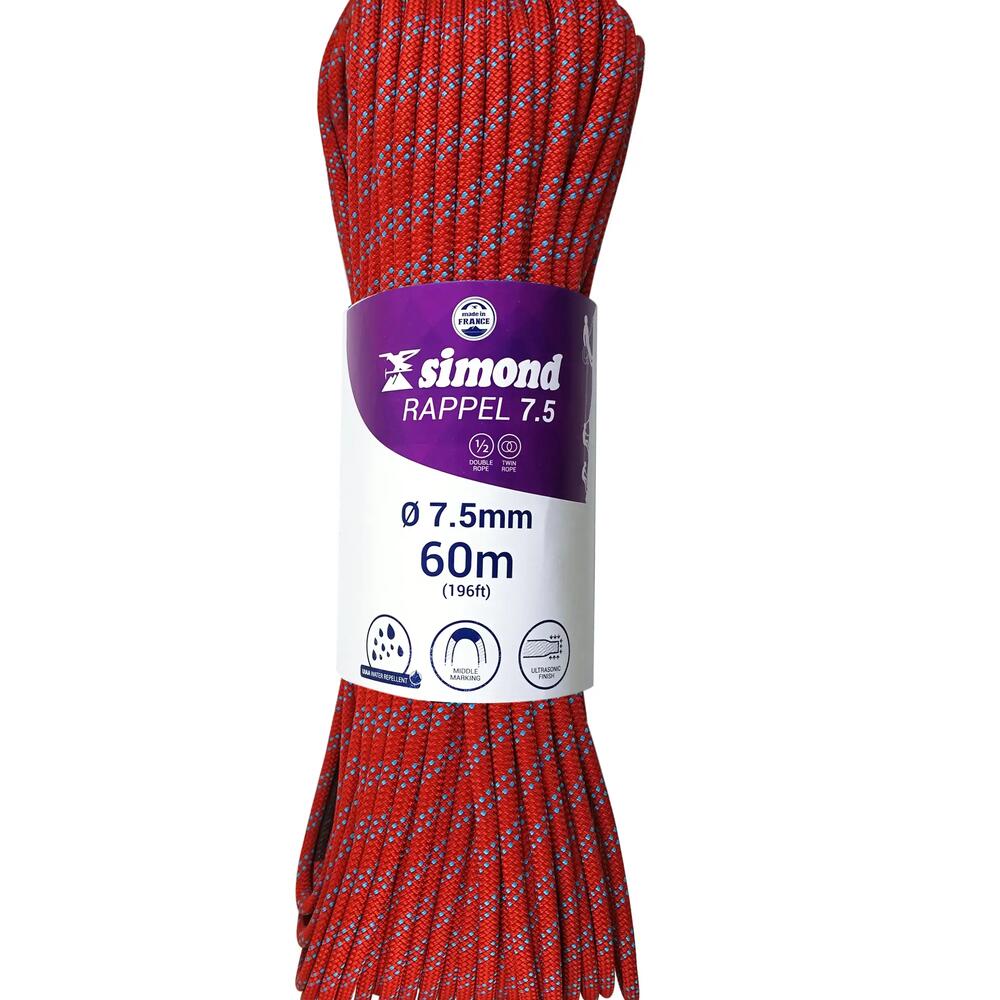 corda rappel 7.5 60m vermelho simond 2018