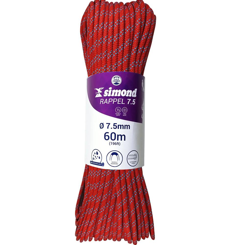 corde rappel 7.5 60m rouge simond 2018