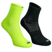 Confort children's athletics socks high pack of 2 turquoise fluo yellow black