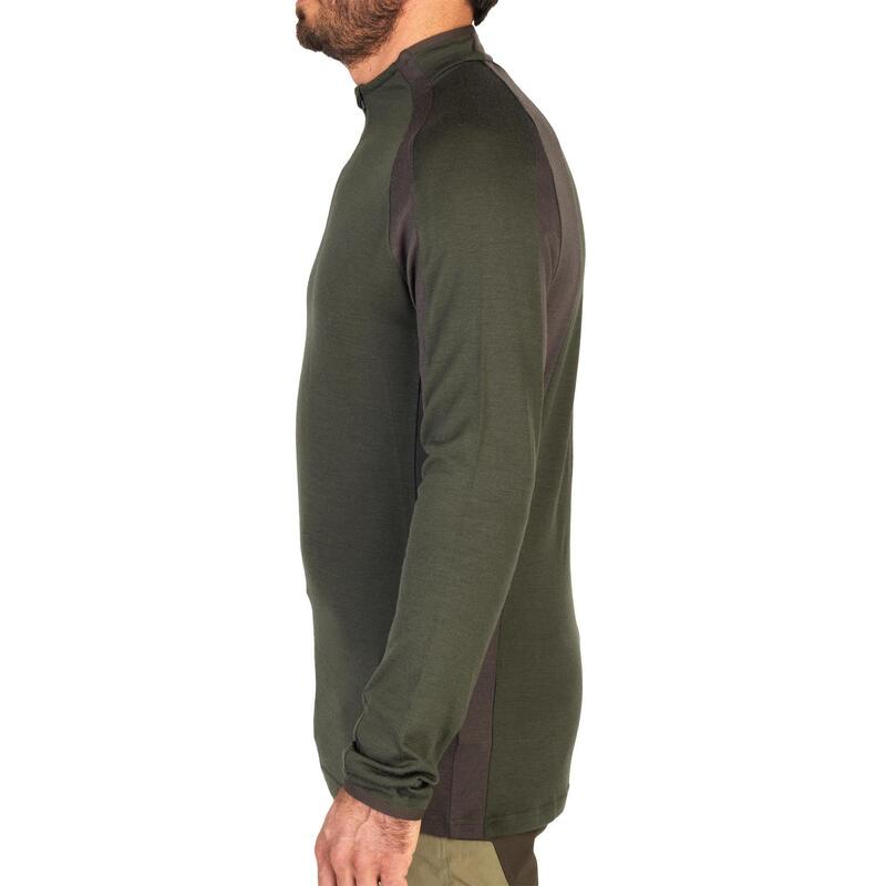 T-shirt manches longues laine chasse 900 vert