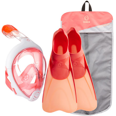 Комплект для снорклінгу Easybreath з ластами - Рожевий