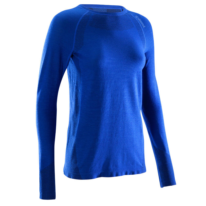 Dámské vlněné tričko s dlouhým rukávem Seamless modré