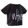 Girls' Loose Short Short-Sleeved Dance T-Shirt - Black