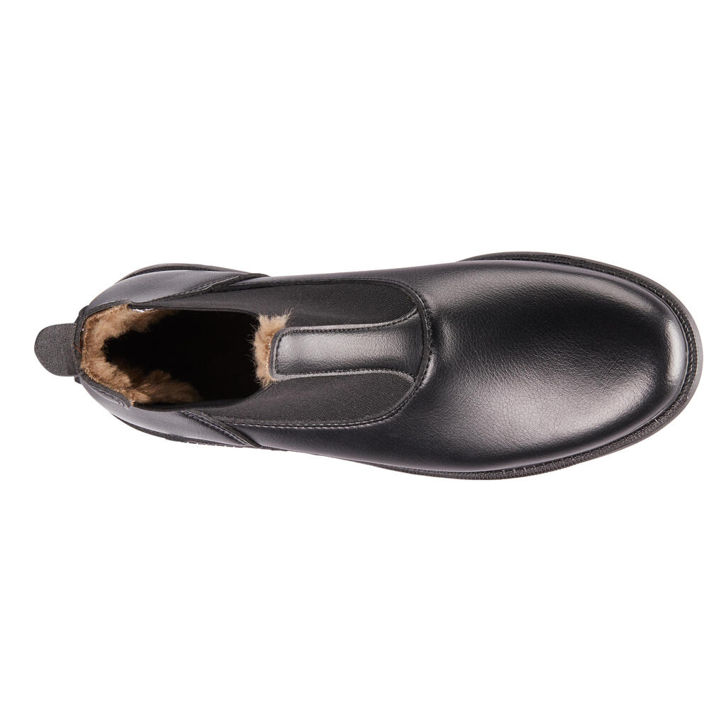 Detská jazdecká obuv 160 Warm - perká čierna