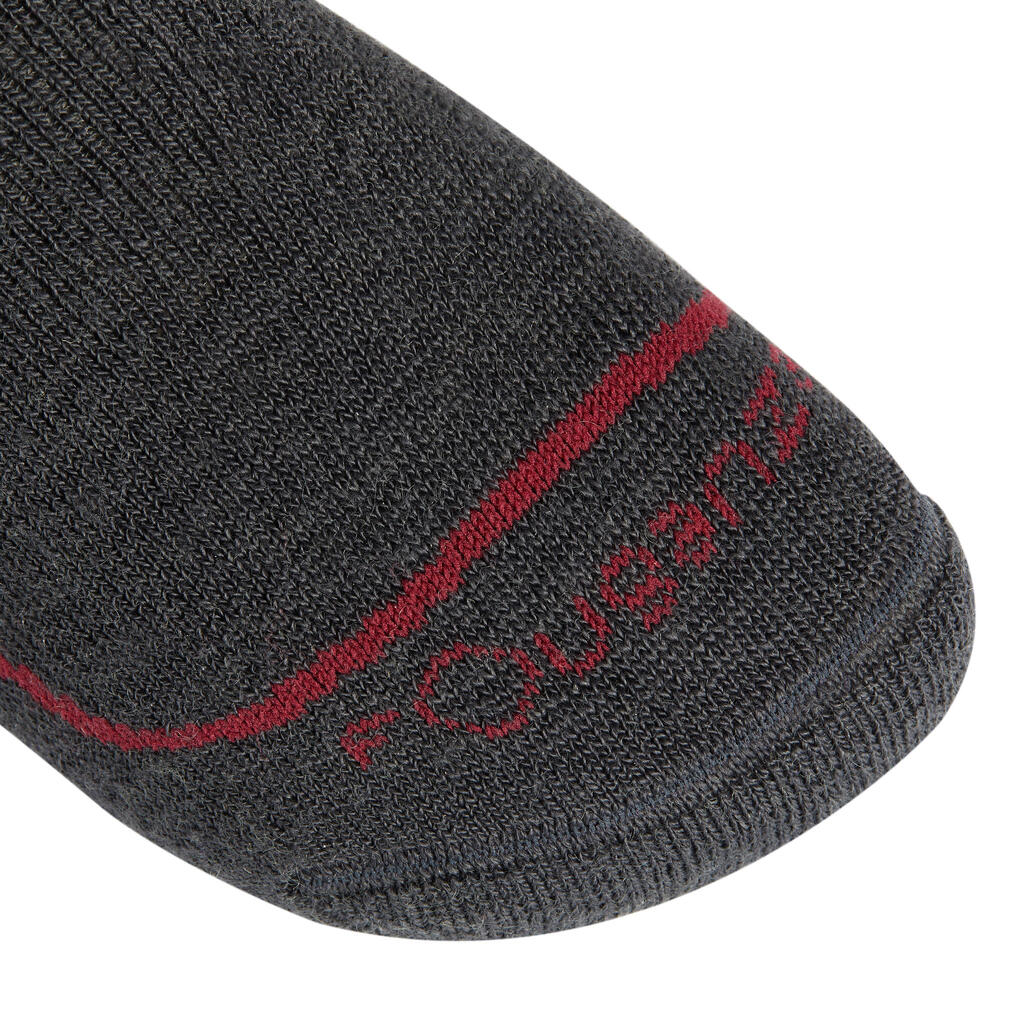 Winter-Reitsocken 500 Warm Erwachsene bordeaux/grau