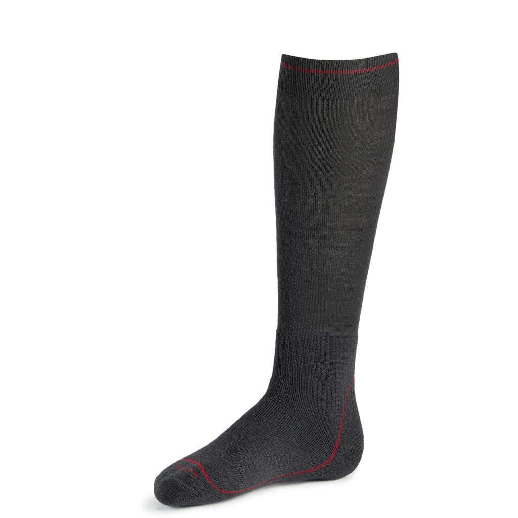 Winter-Reitsocken 500 Warm Erwachsene bordeaux/grau