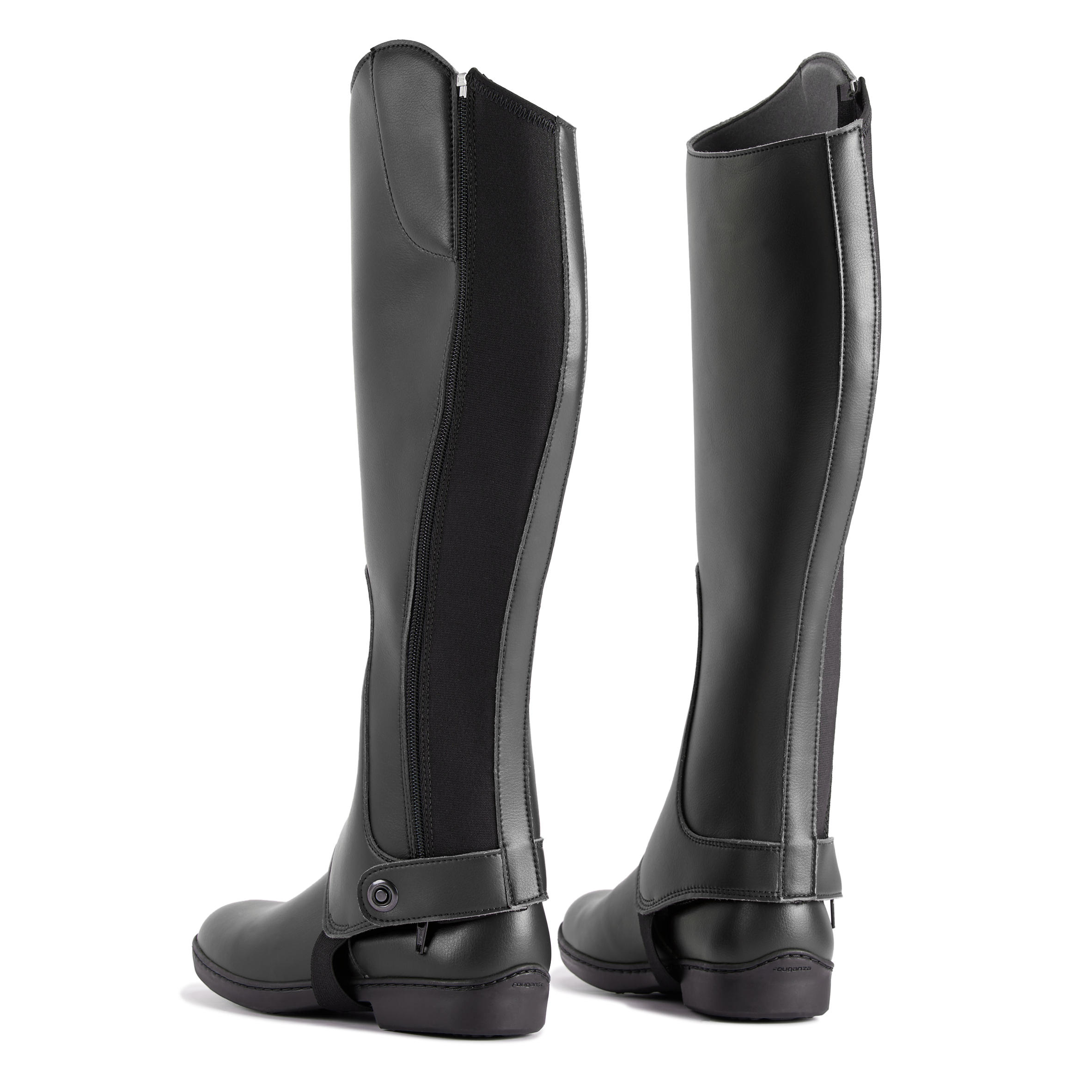 Adults//Children Horse Riding Half Chaps Black Synthetic Leather