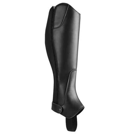 500 Adult Synthetic Horse Riding Half Chaps - Black