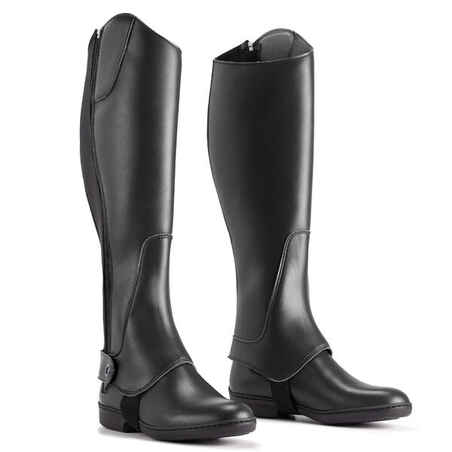 Adult Horse Riding Synthetic Half-Chaps 500 - Black