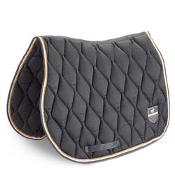 Tapis de selle équitation cheval et poney 500 gris foncé et camel