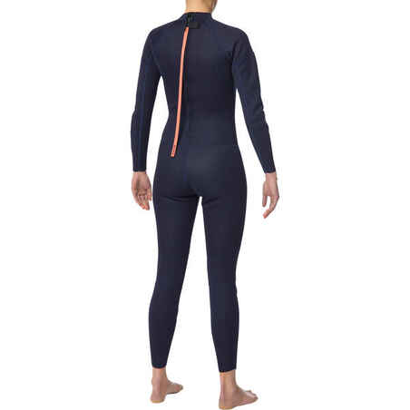 SURF 100 Neoprene wetsuit 2/2 mm women’s Marine blue back zip