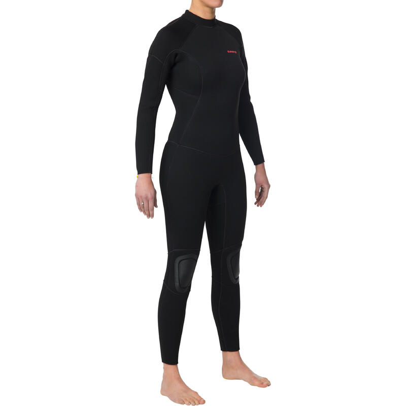 Kadın Fermuarlı Wetsuit - 4/3 mm Neopren - Kadın - Siyah - 100