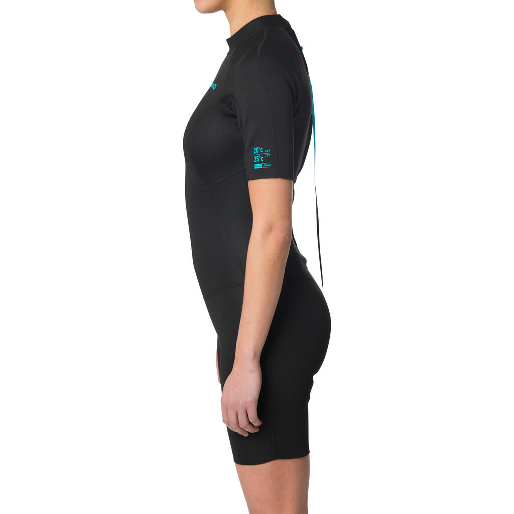 Traje Surf Corto 100 Neoprén 1,5 mm mujer negro 