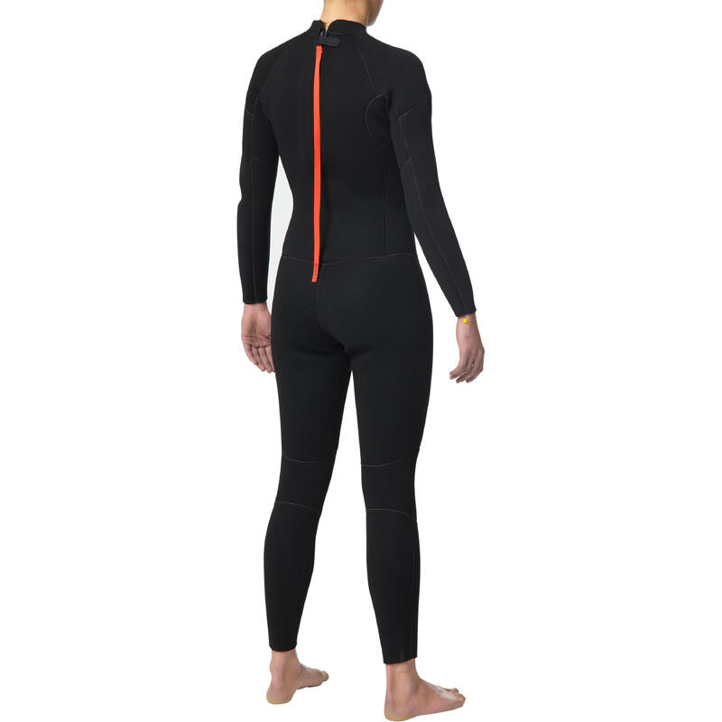 Kadın Fermuarlı Wetsuit - 4/3 mm Neopren - Kadın - Siyah - 100