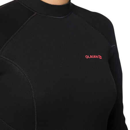 Women's 4/3 mm neoprene SURF 100 wetsuit with back zip black