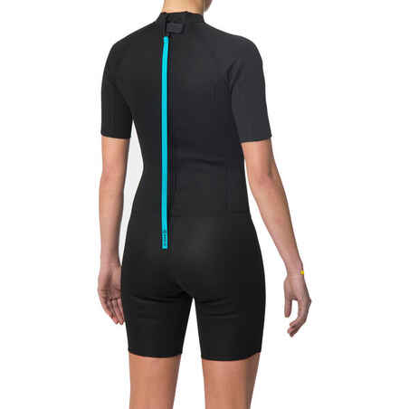 Women’s Neoprene Shorty Wetsuit with 1.5 mm foam back zip - Black