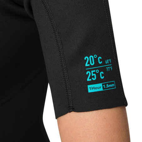 Women’s Neoprene Shorty Wetsuit with 1.5 mm foam back zip - Black