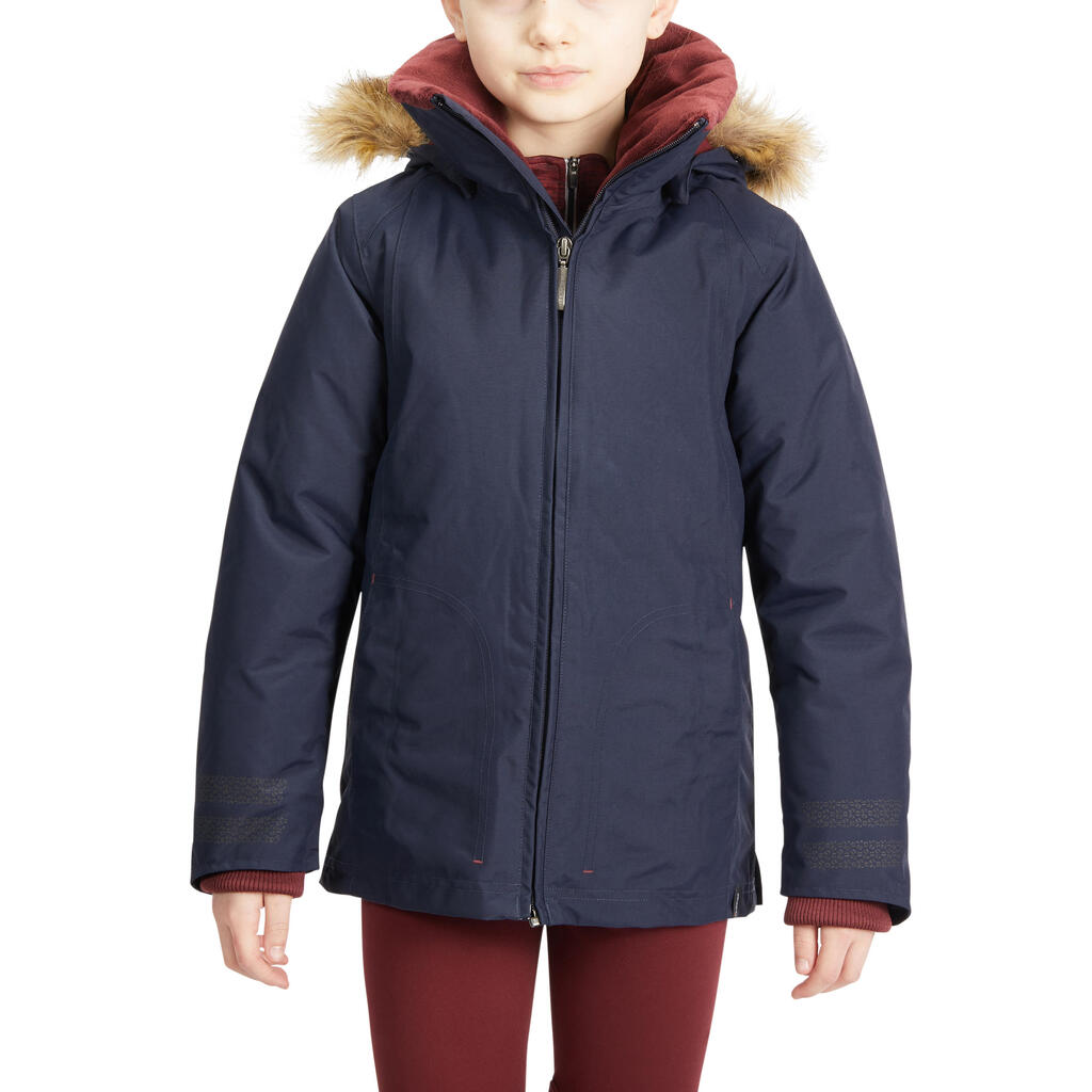 Kids' Waterproof and Warm Horse Riding Jacket 500 - Terracotta