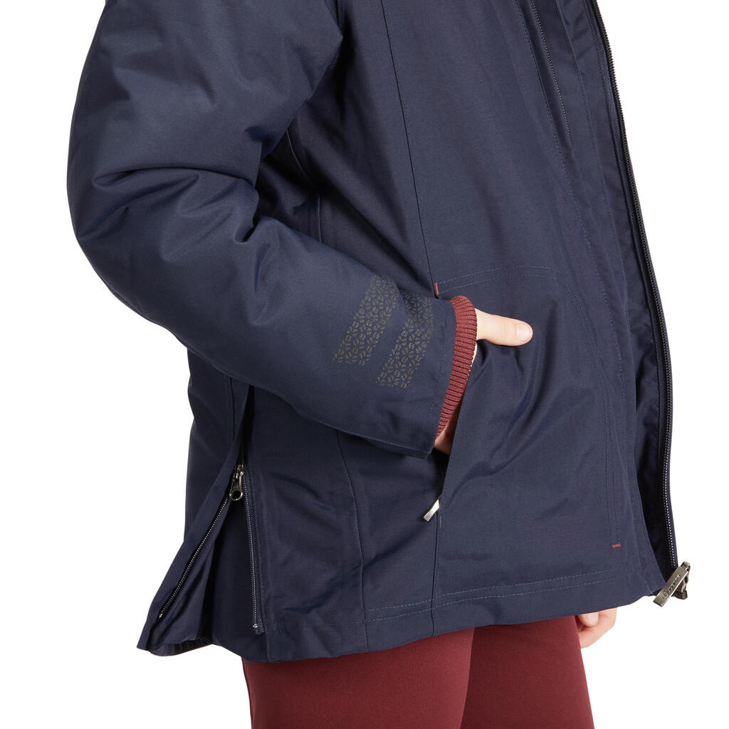 Kids' Waterproof and Warm Horse Riding Jacket 500 - Terracotta