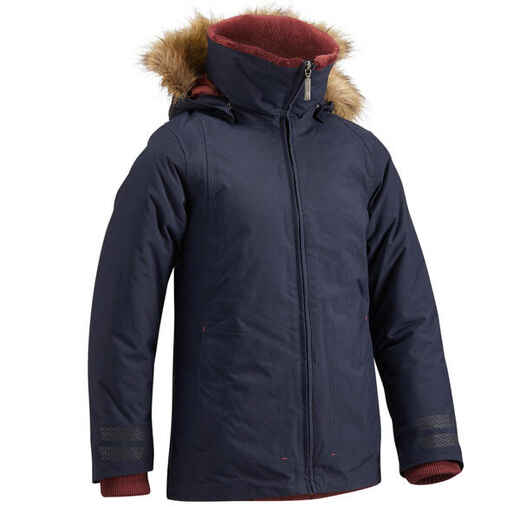 
      500 Warm Waterproof Children's Horse Riding Parka - Navy/Burgundy
  