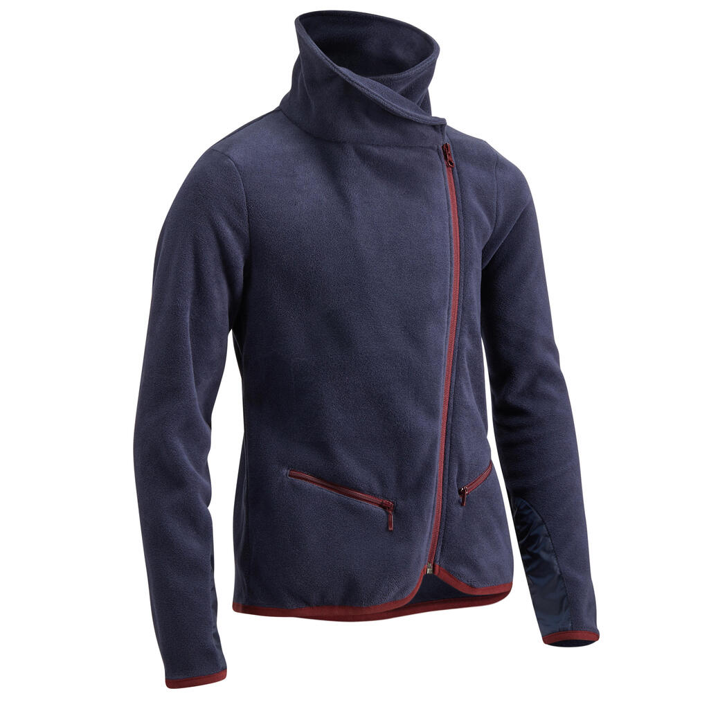 Fleecejacke Reiten 100 Kinder marineblau/bordeaux