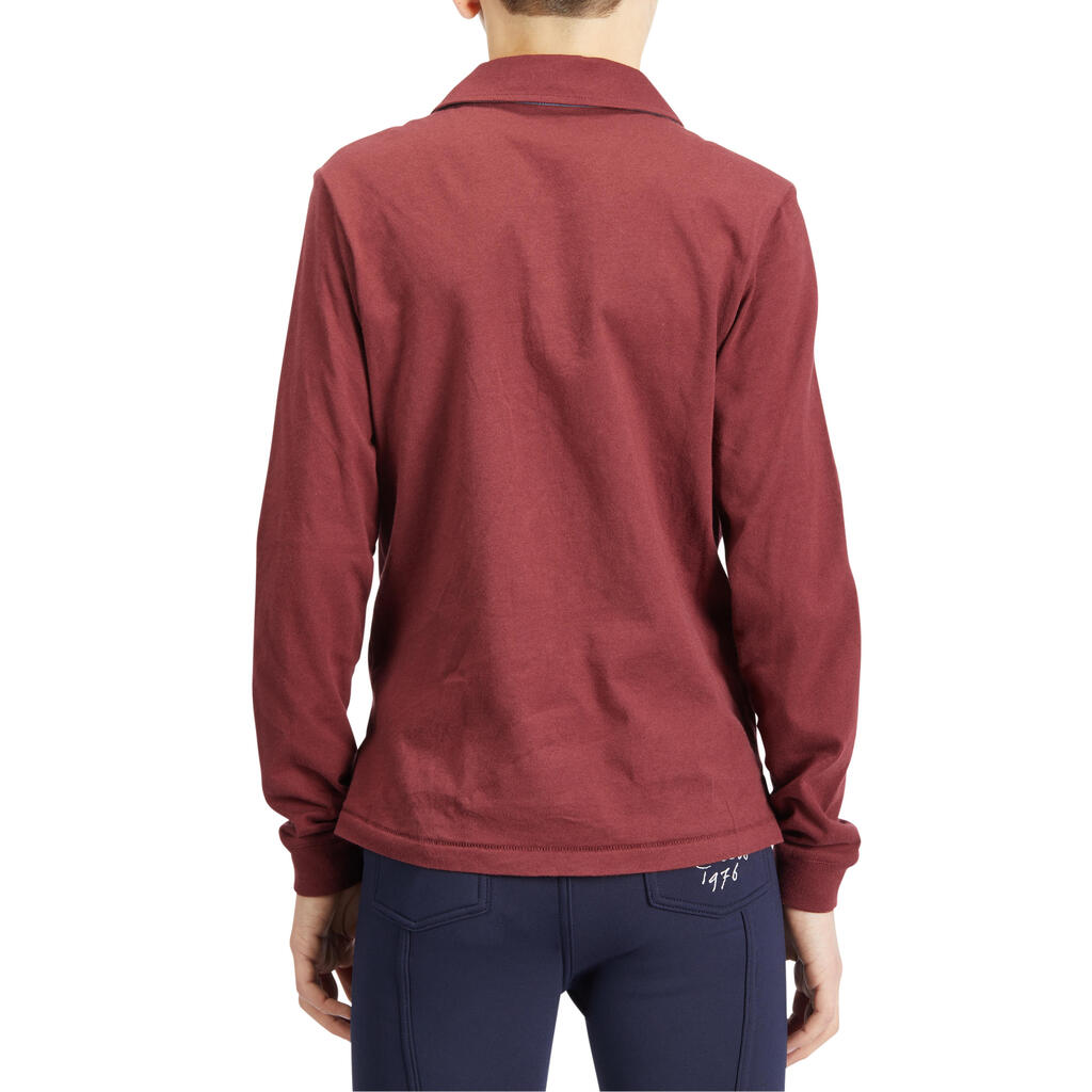 Reit-Poloshirt Langarm 140 Kinder marineblau