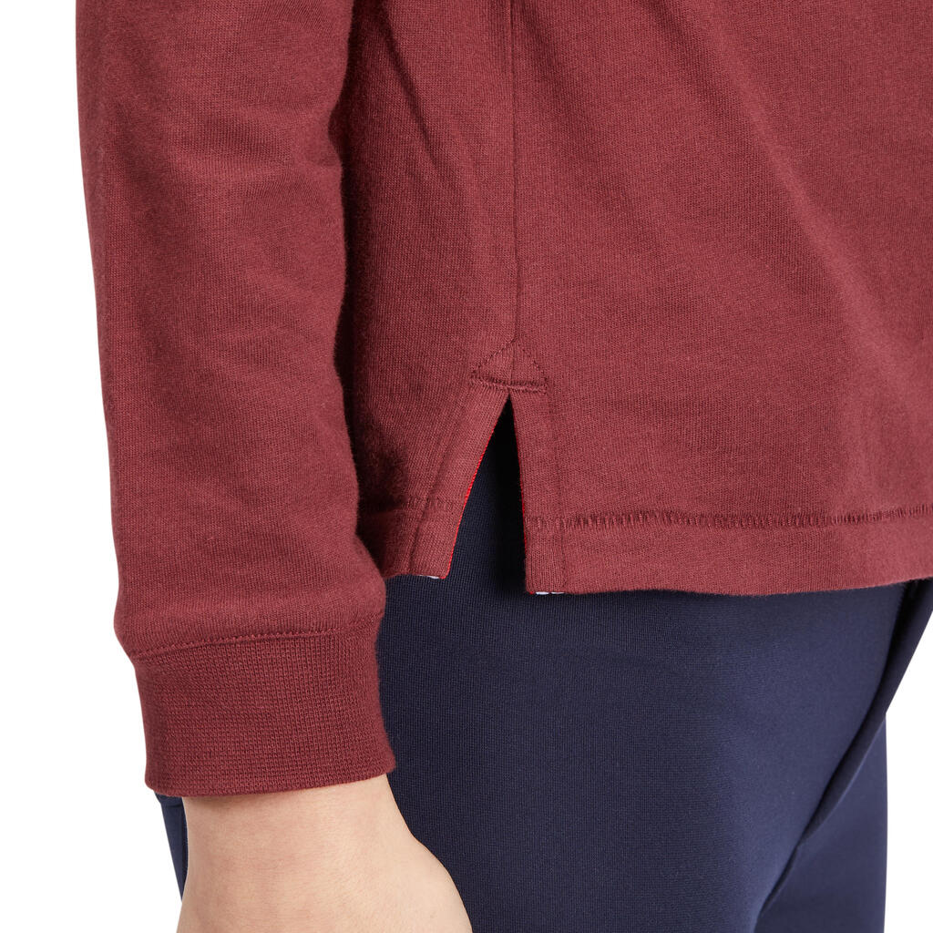 Reit-Poloshirt Langarm 140 Kinder marineblau