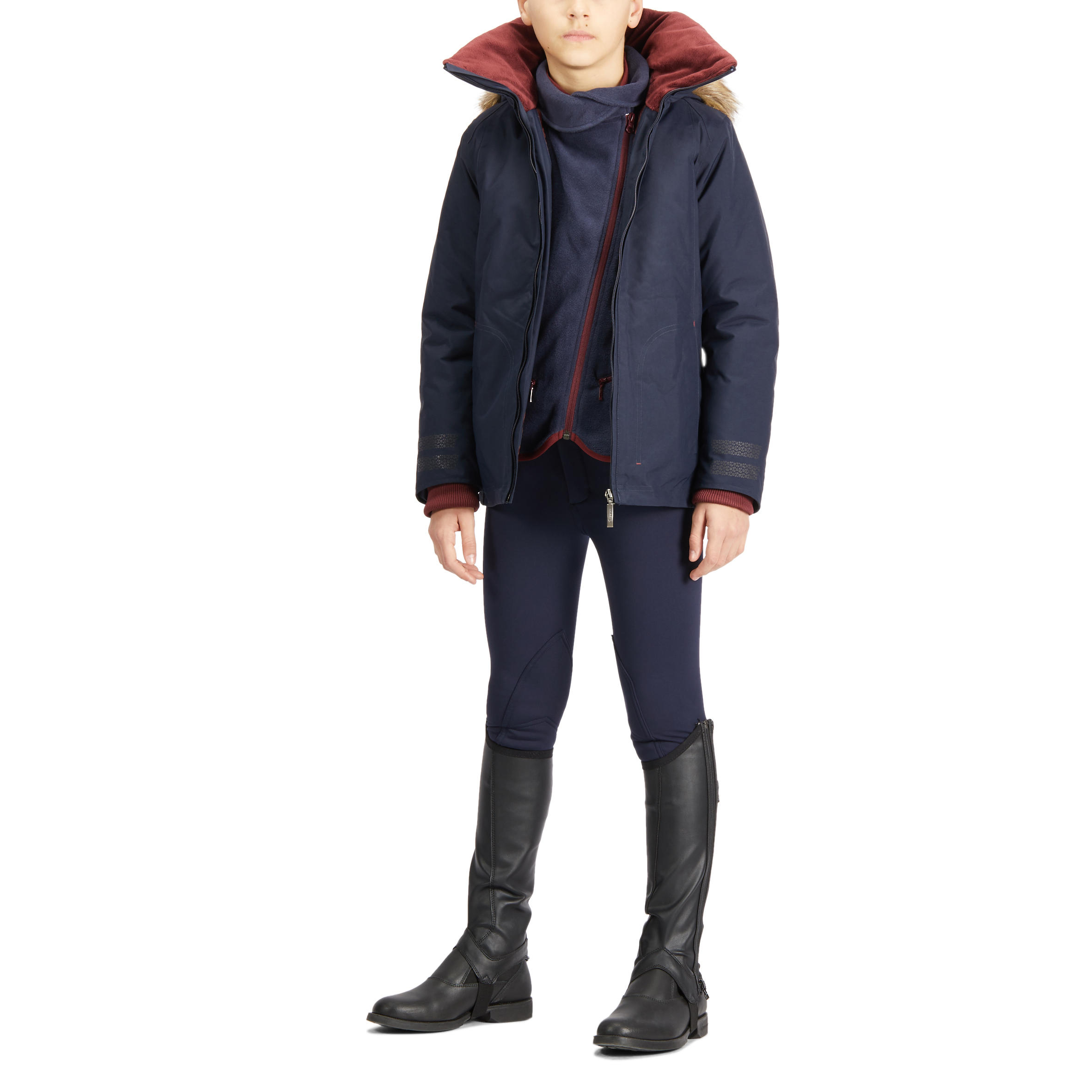 Warme rijbroek voor kinderen 100 marineblauw 7/14