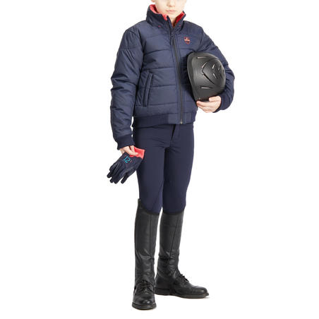 Дитяча куртка 500 для кінного спорту, тепла - Темно-синя/Рожева