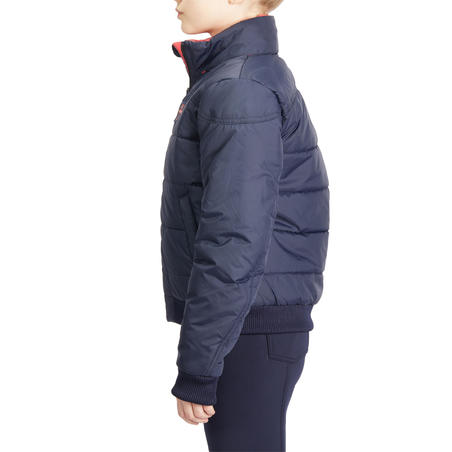 Дитяча куртка 500 для кінного спорту, тепла - Темно-синя/Рожева