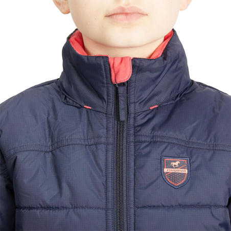 Дитяча куртка 500 для кінного спорту, тепла - Темно-синя/Рожева