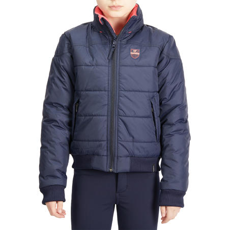 Дитяча куртка 500 для кінного спорту, тепла - Темно-синя/Рожева