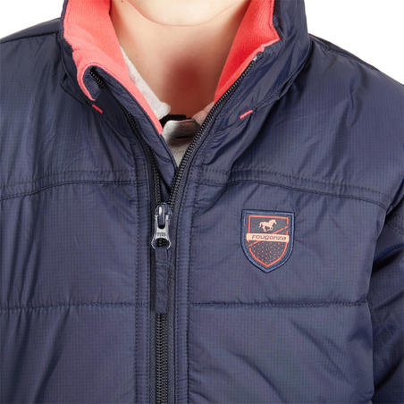 Дитяча куртка 500 для кінного спорту, тепла - Темно-синя/Рожева