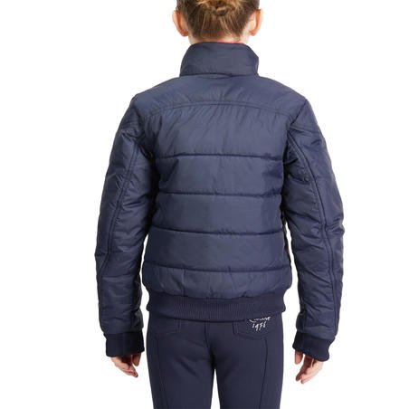 Дитяча куртка 500 для кінного спорту, тепла - Темно-синя/Рожева