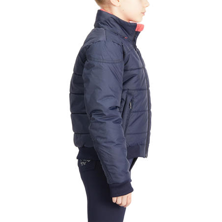 Дитяча куртка 500 для кінного спорту, тепла - Темно-синя/Рожева