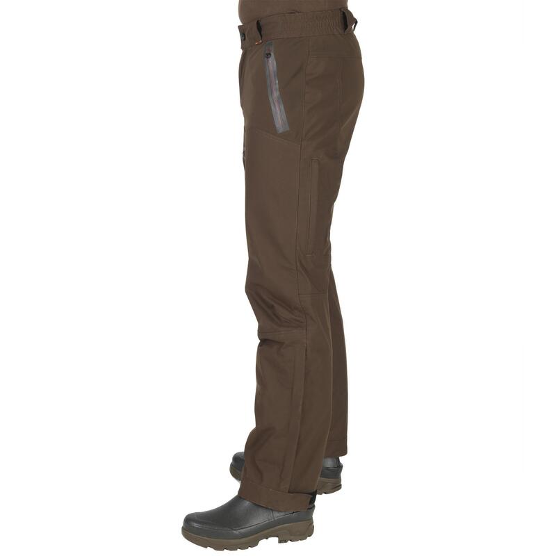 Pantalon chasse imperméable renfort marron 900