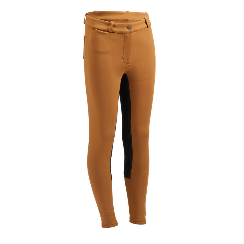 KID COLD WEATHER RIDING WEAR Horse Riding - 180 Warm Jodhpurs - Camel FOUGANZA - Horse Riding Clothes