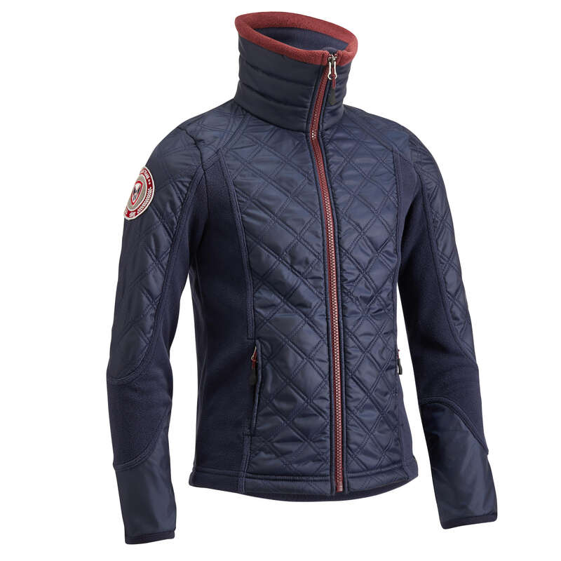 COLD WEATHER JR RIDINGWEAR - 500 Kids' Fleece Navy/Burgundy FOUGANZA