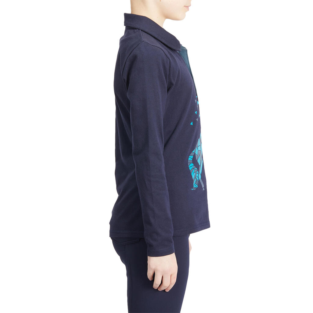Reit-Poloshirt Kinder Mädchen langarm - 100 grün