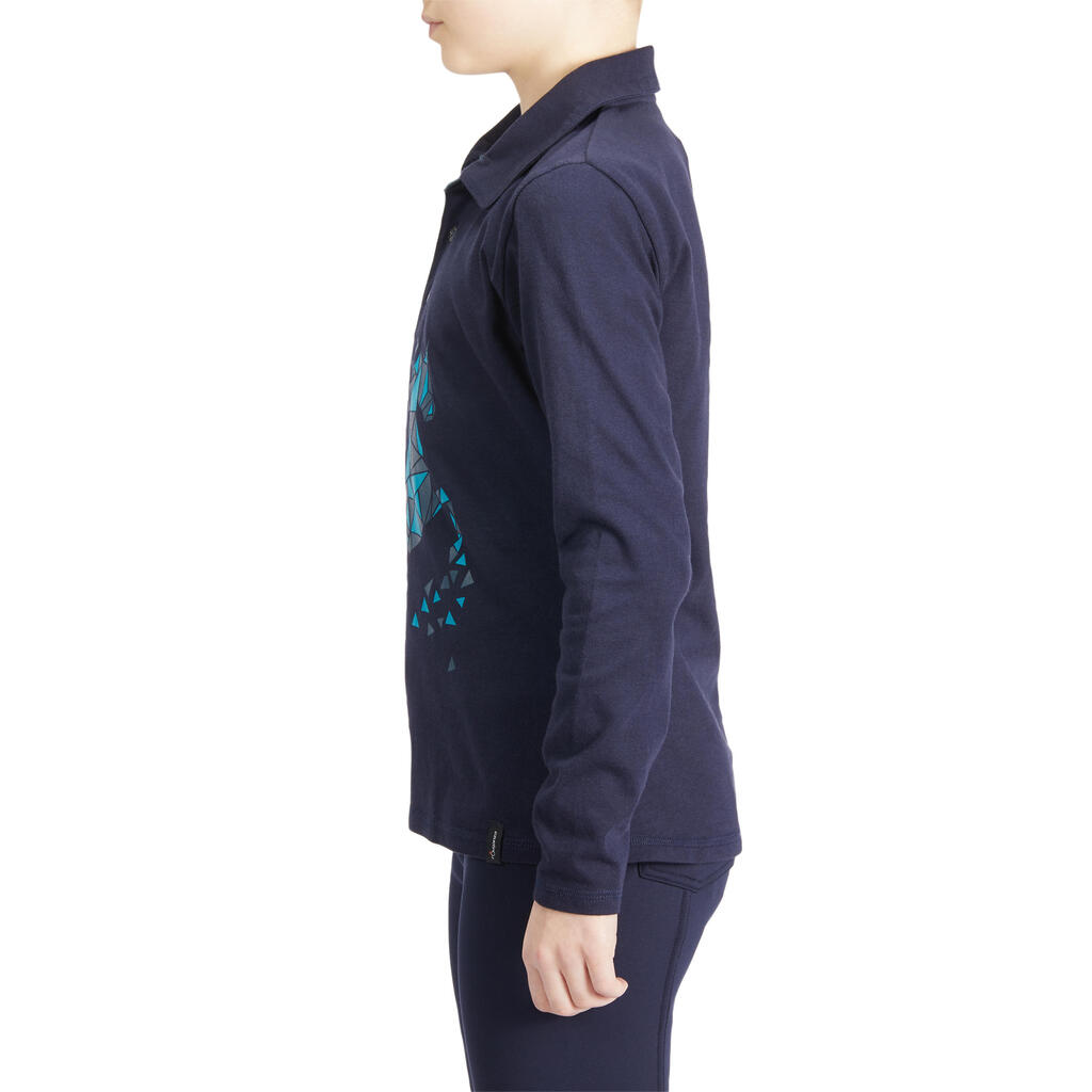 Reit-Poloshirt Kinder Mädchen langarm - 100 grün